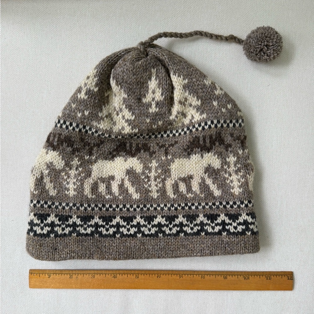 The Renewable Resource | Vintage Moose Knit Winter Hat Wool Blend Made in USA - Picture 3 of 5